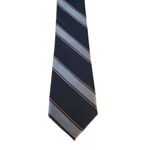 1901 Mens Tie Necktie Designer Luxury Navy Blue Striped REPP Businesscore Church